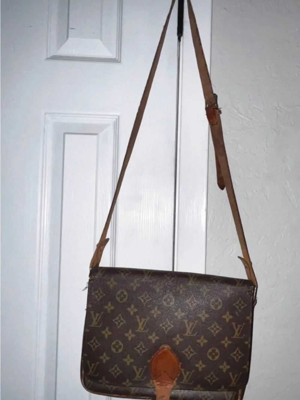 Vintage Louis Vuitton Brown Monogram Canvas Crossbody with Tan Strap